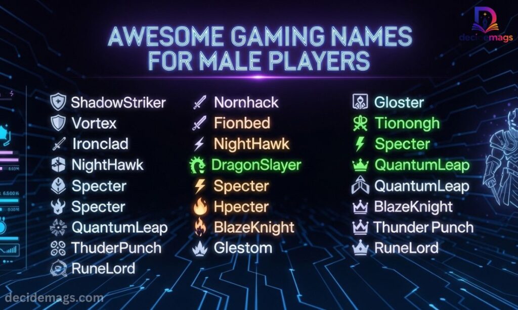 List of Awesome Gaming Names for Male Players