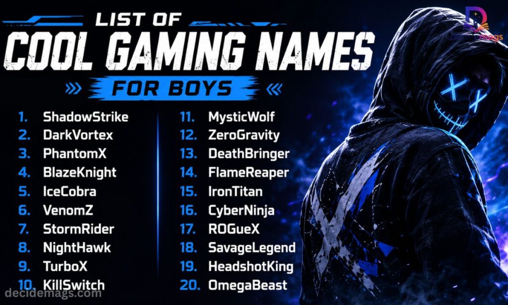 List of Cool Gaming Names for Boys