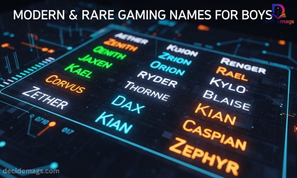 Modern and Rare Gaming Names for Boys